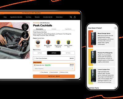 Peak Cocktails - Product Page design ecommerce onlinestore ui userexperience ux uxdesign uxui website