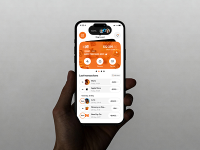 Crypto Money Send App UI app ui black orange card ui credit card app crypto card crypto money crypto ui debit card app finance app finance crypto finance ui fintech money app orange ui send crypto send flow send money transfer history