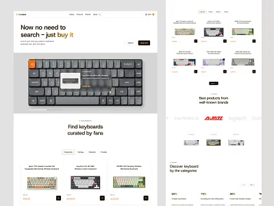 Modesk – Mechanical Keyboard E-commerce clean ui commerce ui component store digital retail ecommerce design enthusiast gear keyboard layout keyboard marketplace keyboard store keycaps store landing page mechanical keyboard modern website product cards product discovery shopping experience switch types tech accessories uiux web design