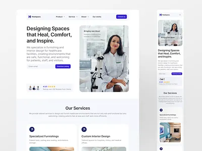 Healspace — Healthcare Interior Design that Inspires Healing architecture portfolio website clinic design landing page conversion conversion focused website healtcare healthcare interior design hospital website design landingpage ui ui ux for healthcare ux web wellness interior web design