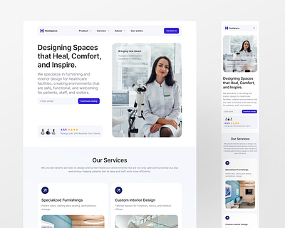 Healspace — Healthcare Interior Design that Inspires Healing architecture portfolio website clinic design landing page conversion conversion focused website healtcare healthcare interior design hospital website design landingpage ui ui ux for healthcare ux web wellness interior web design