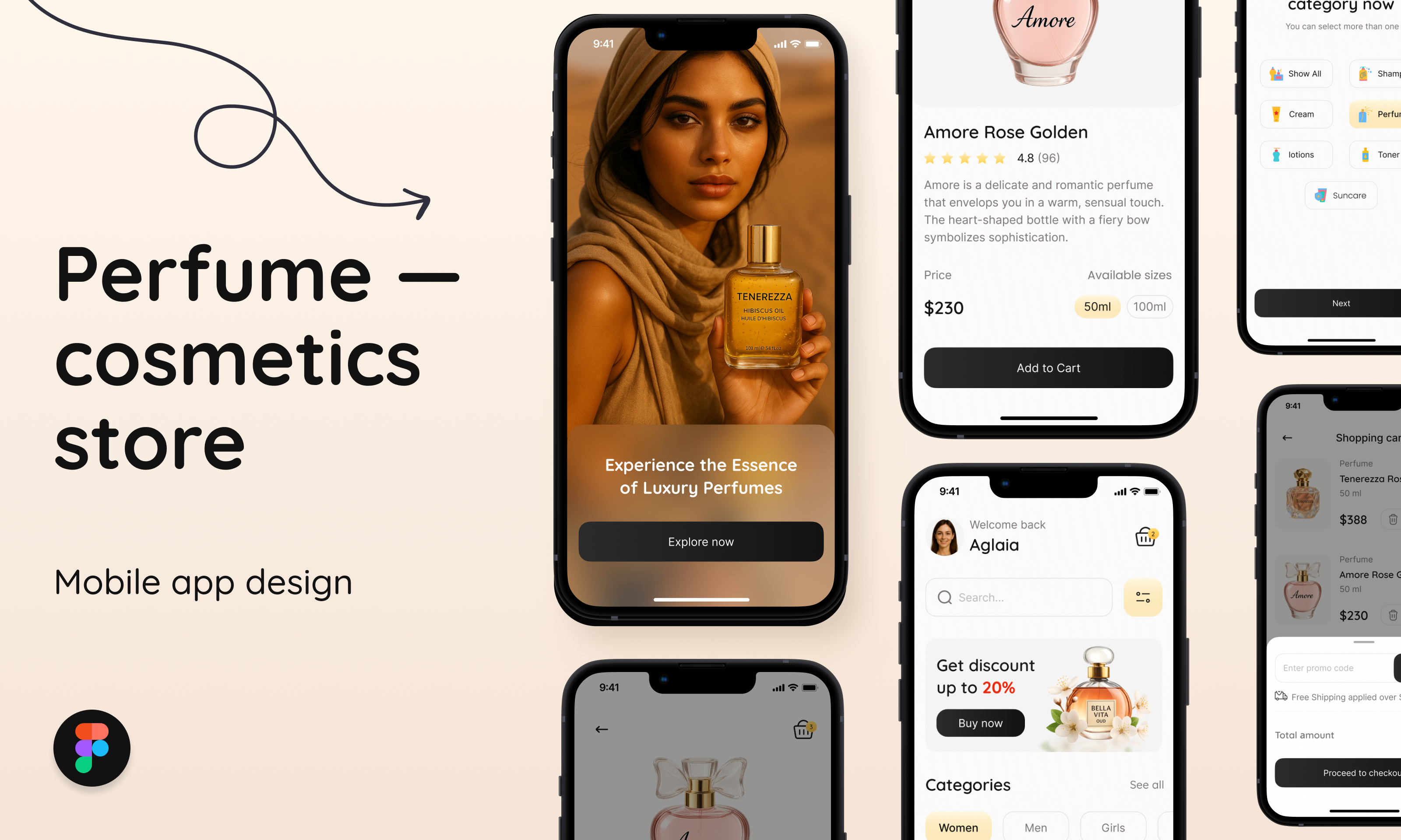 Perfume & Cosmetics Store Mobile App animation branding ecommercedesign perfume ui uiuxdesign visual design webdesign