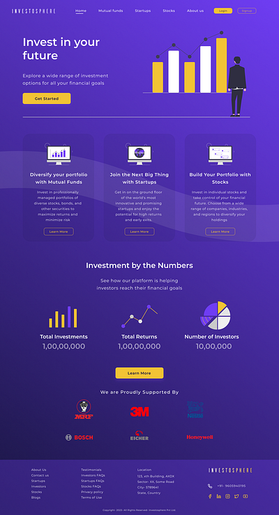 Investosphere - Homepage Design - Dark adobe photoshop adobe xd branding design figma graphic design homepage illustration image logo png ui ui design ux web website