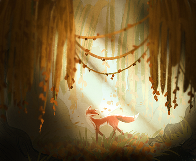 Fox in Autumn composition digital painting drawing drawingss graphic design illustration painting procreate
