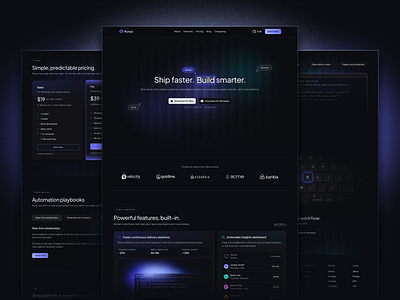 Premium SaaS Website Template - Runlyx animated hero animation animations bento grid design system framer framer template landing page microinteractions no code saas saas template saas website startup template ui ui design webdesign website website template