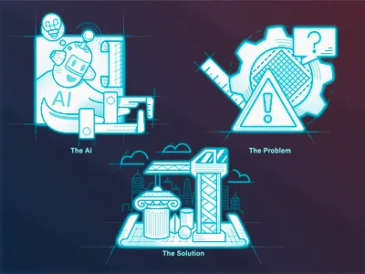 AI in Architecture — Icon Set adobe illustrator ai architect architectural blockchain gear graphic design icon design icon illustration iconography illustration minimal design robot ui vector web3design