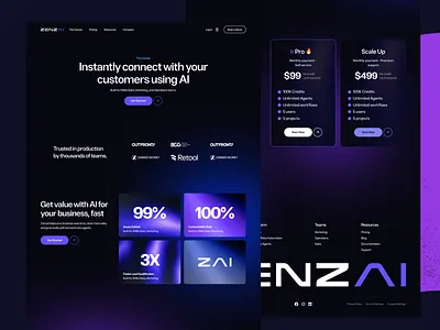 Landing agent agentic ai app cards chatgpt clean design desktop flat footer layout price sales ui ux web