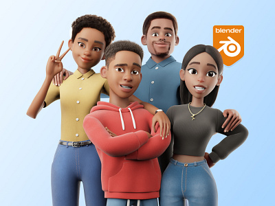 3D Black family 3d adult black blender branding cartoon character family female illustration illustrations male man mascot pixar rescource resources stylized teen woman