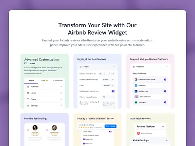 Interactive Feature Section UI for WordPress Website card design clean ui dashboard ui feature card feature section interactive design minimal modern web ui no code design product features section review widget saas dashboard ui design web app ui web design webdesign website widget design wordpress wordpress website