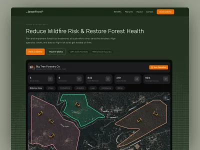 Forest Operations Dashboard admin app contractors dashboard environmental forest forestation gps green energy landing logistics product design saas tracking ui ux web app web design website wild fires