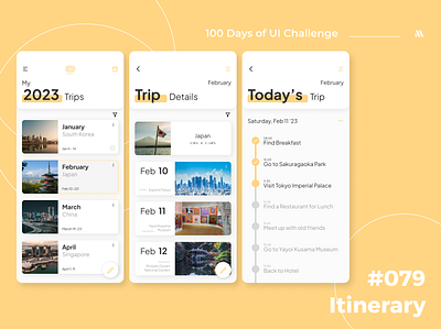 100 Days of UI - Day #079 (Itinerary) 079 adobe xd app app design branding daily ui 79 dailyui dailyui 079 day 079 day 79 design figma graphic design illustration itinerary itinerary design itinerary ui design logo ui vector