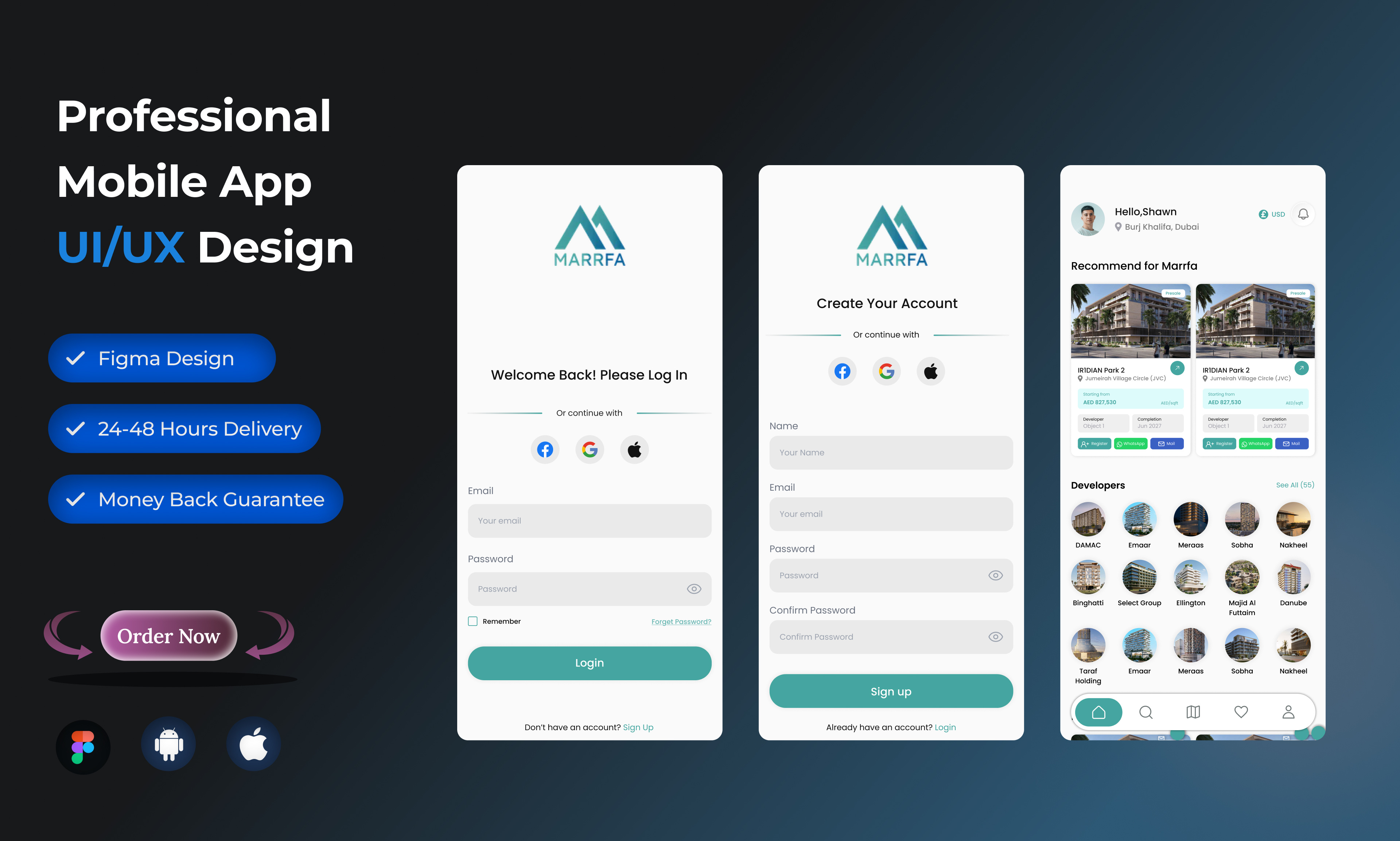 Example of Real Estate Moible App UI Design 