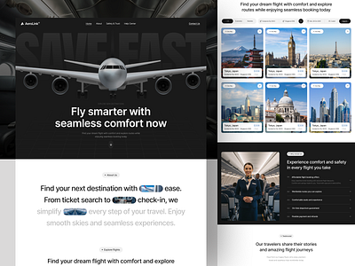 Aerolink - Modern Flight Booking Website adventure airplane booking clean destination flight flight ticket holiday landing page service shcedule ticket tour travel traveling ui ux vacation web design website