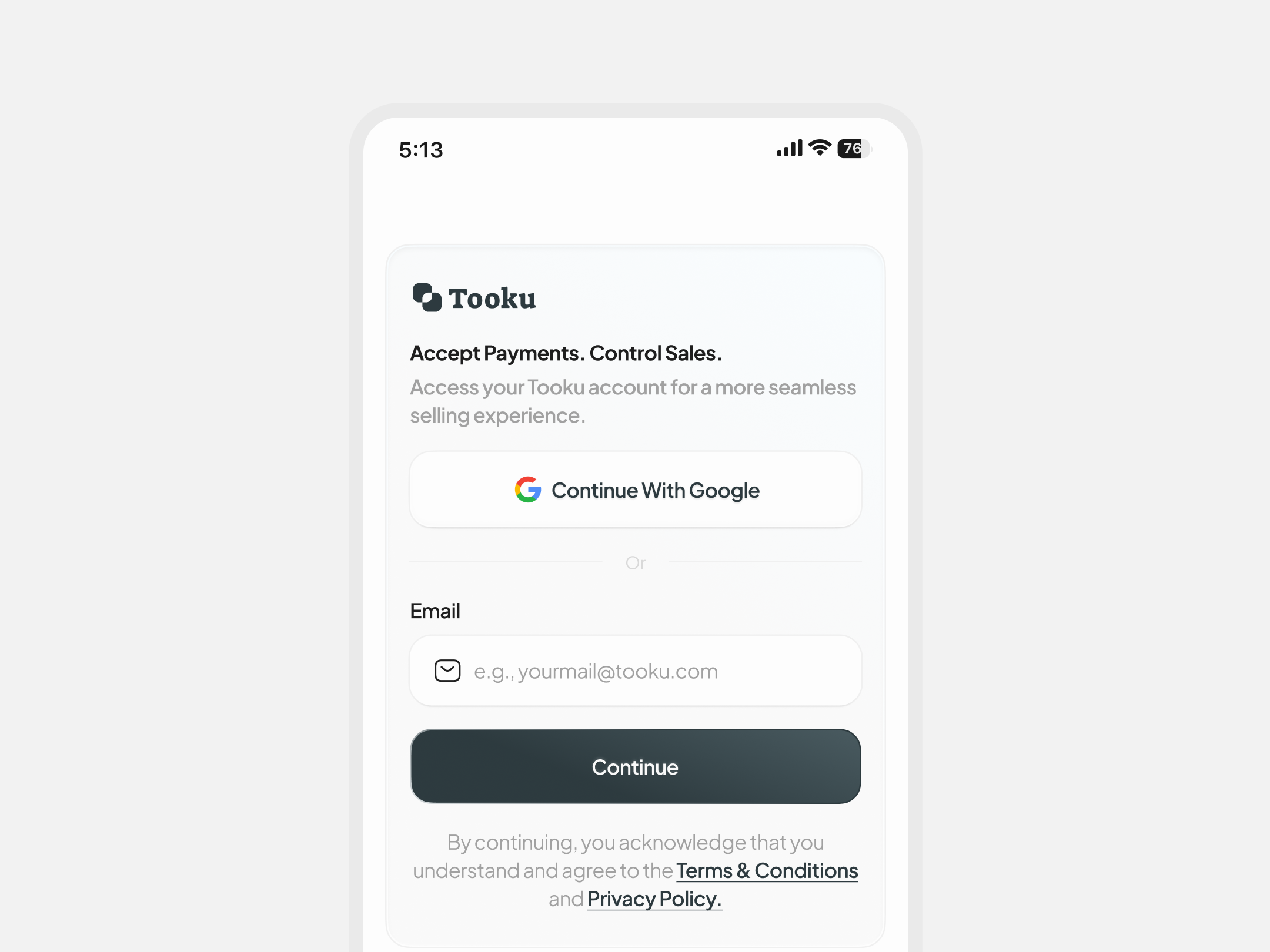 Tooku Merchant — Clean Login & Register Experience animation design login login screen mobile register ui ui design