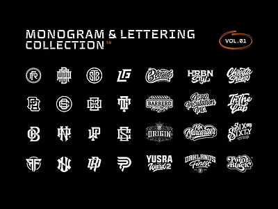 Monogram & Lettering Collection Set Design for Branding apparel badge branding clothing collection design font graphic design hand lettering handmade type illustration lettering logo logo type monogram motion graphics set sport tipografi typography