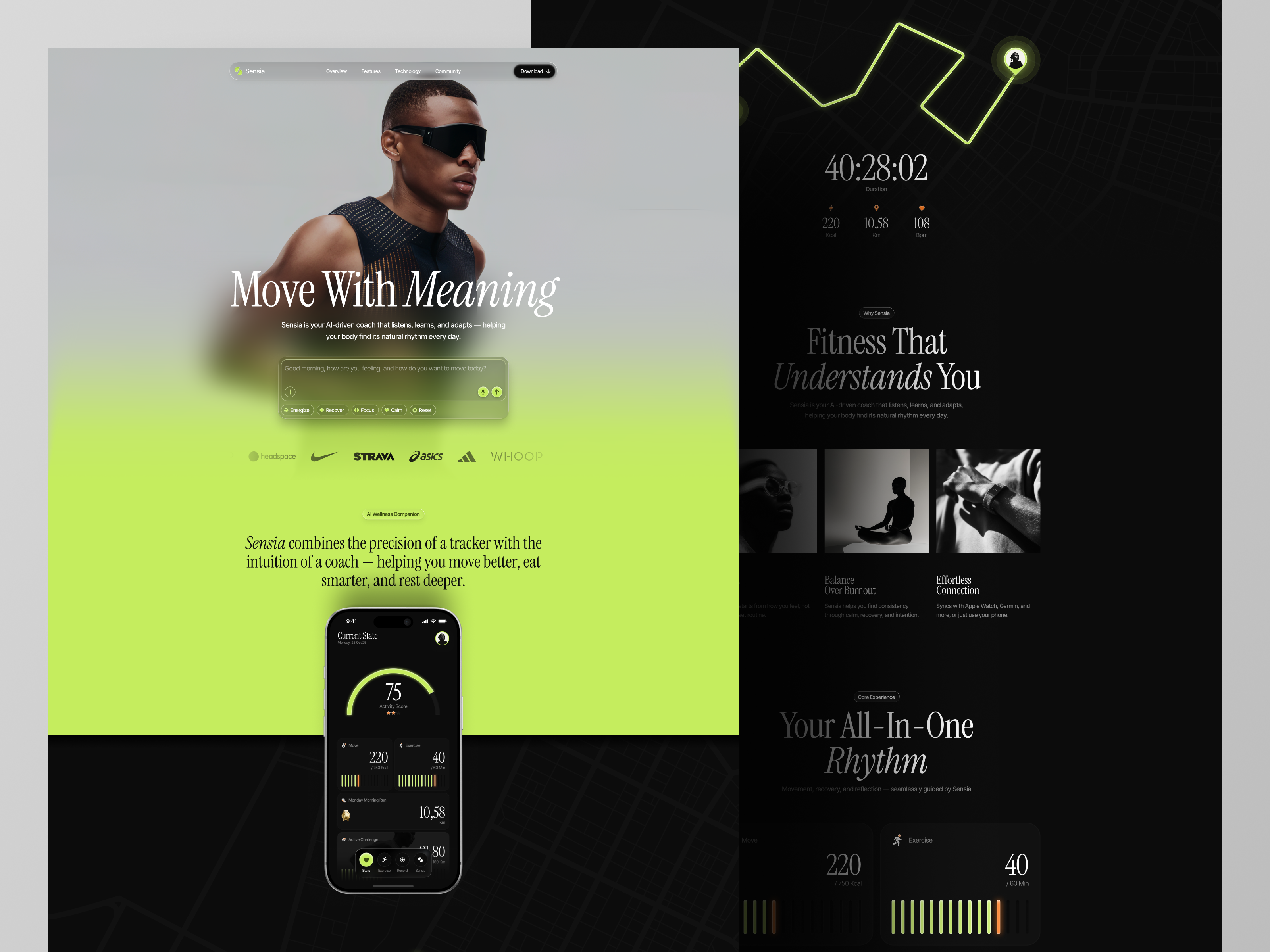 Example of Sensia - Personal AI Fitness Tracker Landing Page Website
