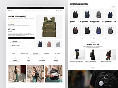 Nexura - Adventure Gear Product Details Page accessories adventure camping destination details ecommerce gear hiking landing page product product detail shop store tour travel trip ui vacation web design website