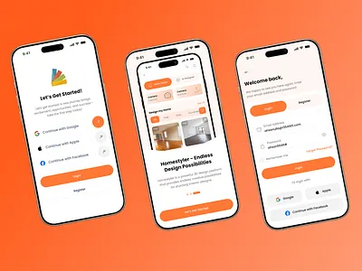 Interior Mobile App Design-Login & Sign up app design app interaction app screen design home decor interior app interior design interior mobile design login signup login signup screen login signup users login design login screen mobile login mobile screen mobile ui signup