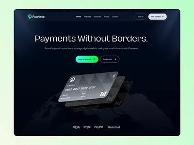 Payverse | Modern Fintech Landing Page 2026 banking app figma design finance finance website landing page modern ui motion graphics payments pixxen ui ux design