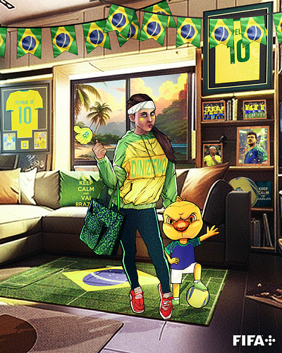 Dia de estreia da Seleção Brasileira illustration advertising akyanyme beyondgreatness brasil brasileira dibujo digitalart fifa ilustracion media mexico noai painting seleção soccer social somos26 torcida womens worldcup