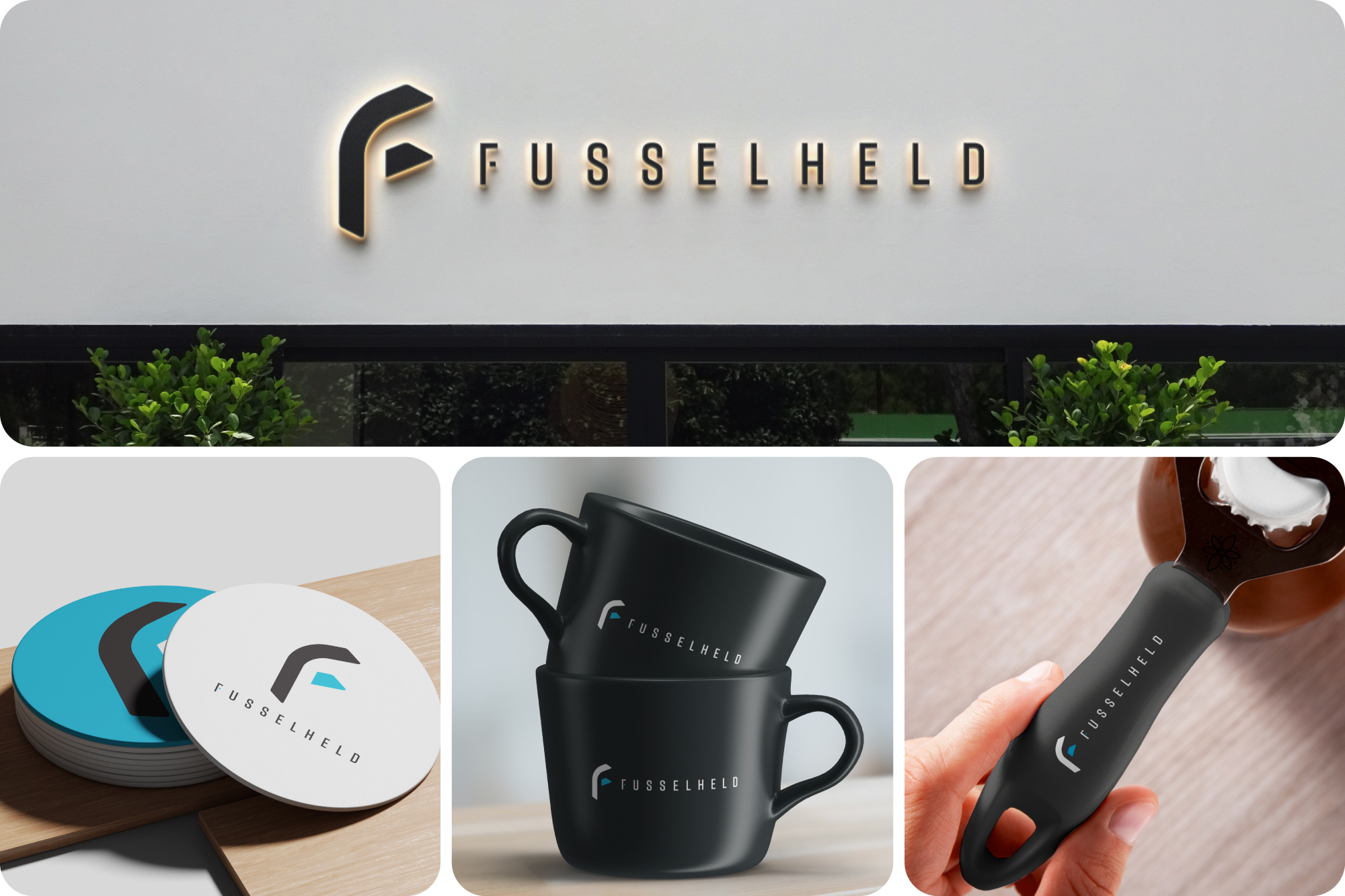 Minimal Logo Design for Fusselheld | Household Brand Identity amazon brand black blue brand strategy clean creative ecommerce branding graphic design household identity design logo mark minimal minimalist design modern branding packaging branding premium branding print product branding professional visual identity