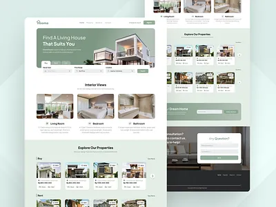 🏠 Hooma – Real Estate Website Exploration home house landing page living real estate ui uiux website