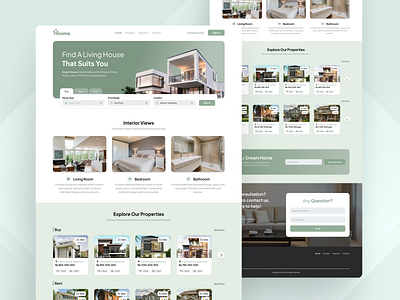 🏠 Hooma – Real Estate Website Exploration home house landing page living real estate ui uiux website