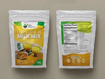 Milk Mix Powder Pouch Label Design branding clean creative design eco green healthcare healthy india modern nutritient organic powder print professional turmeric