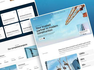 Construction Website Design architecture brading construction website corporate design industrial landing page local service modern layout real estate trending ui ux web design website design wingly