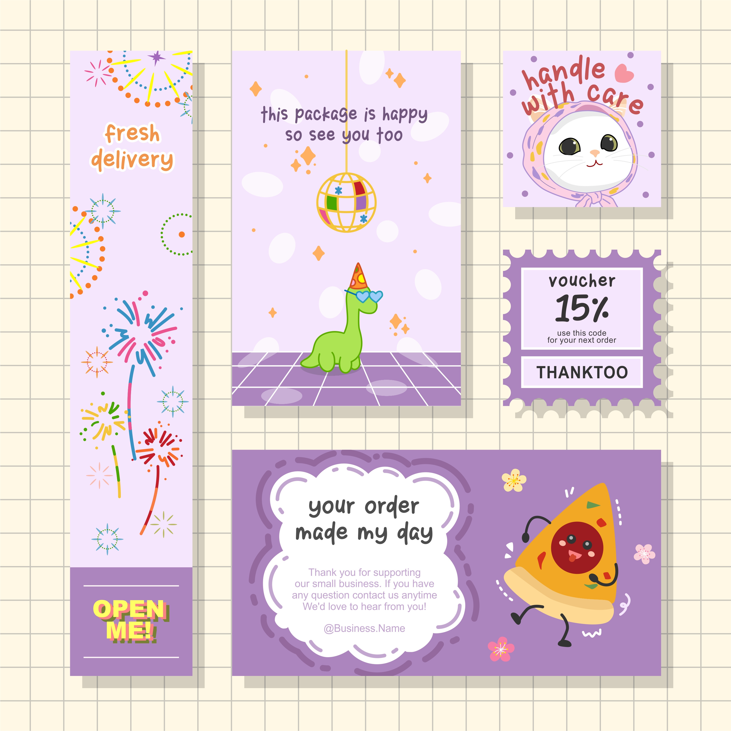 Bundle of Thank You Card branding graphic design packaging insert small business stationery