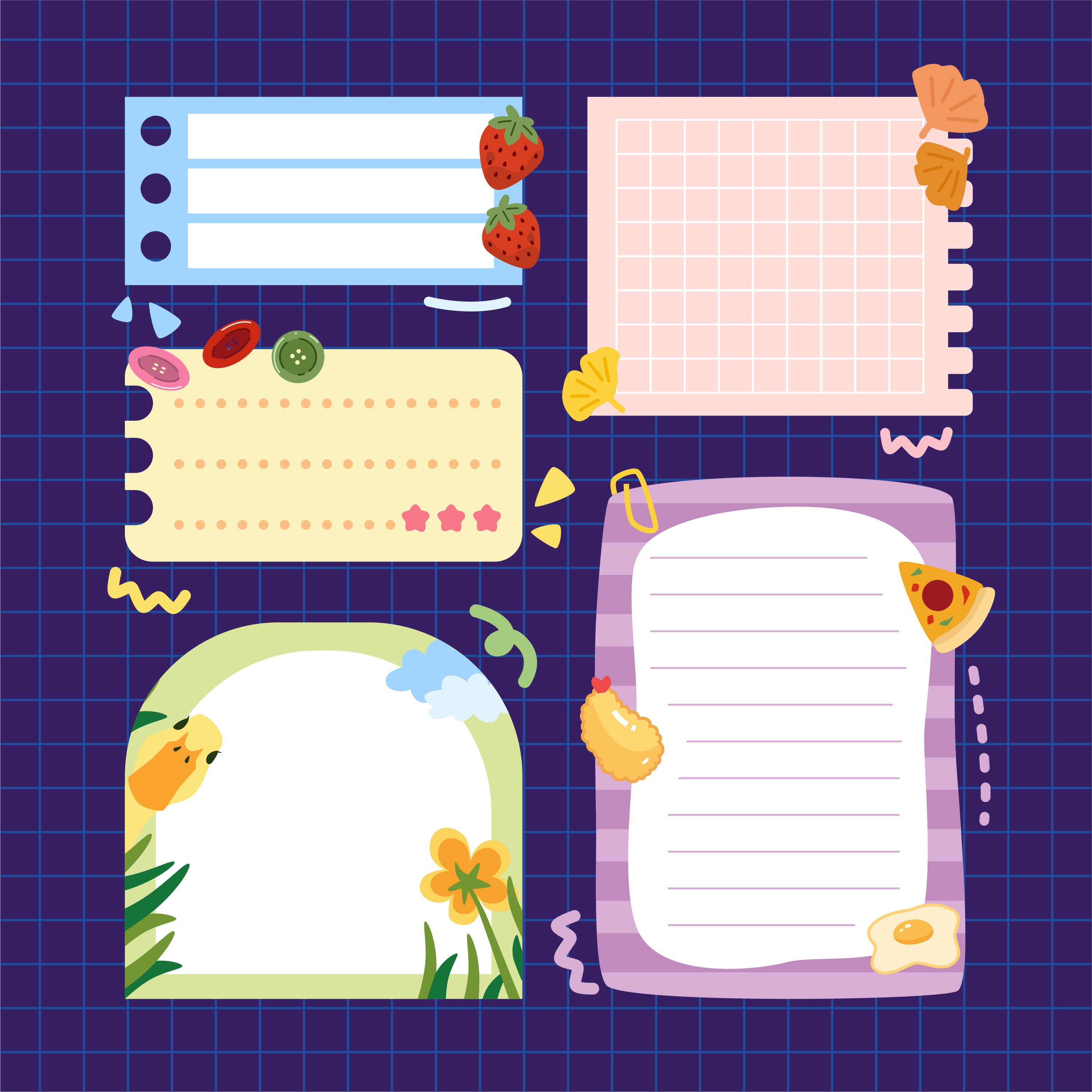 A pack of notepad frame design bullet frame journal stationery vector