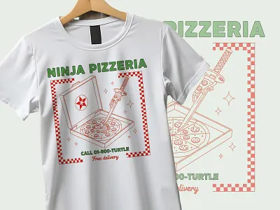 Ninja Pizzeria – Retro Pizza Art T‑Shirt Design branding clothing design fashion fastfood graphic illustration logo pizza retro streetwear tshirt typography ui vector vintage