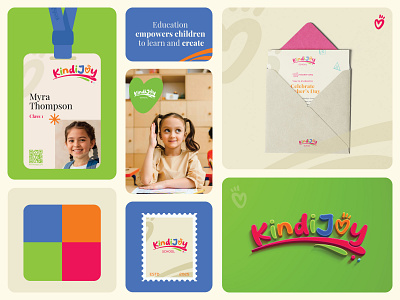 KindiJoy - logo design - Print design - Card design bold design brand identity brand sign branding card design clean design dribbble graphic design graphics id card design kids school kids stationery design logo modern poster design professional design school stationery design stationery design
