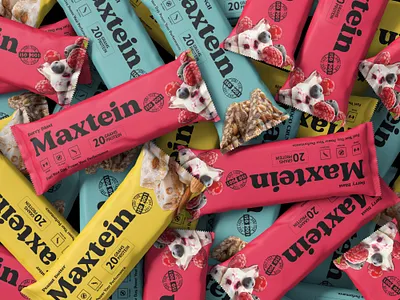 Protein Bar Packaging Design brand identity design branding food packaging design food supplement packaging design label design packaging design print protein bar protein bar label design protein bar packaging design red teal top packaging designers 2025 top packaging designers dribbble yellow