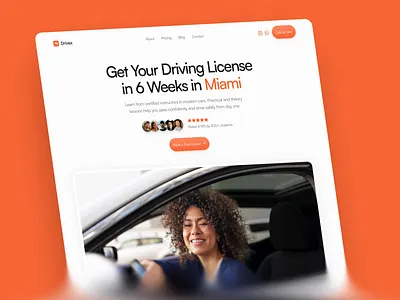Driving School Website driving school first screen hero section landing page ui web design website