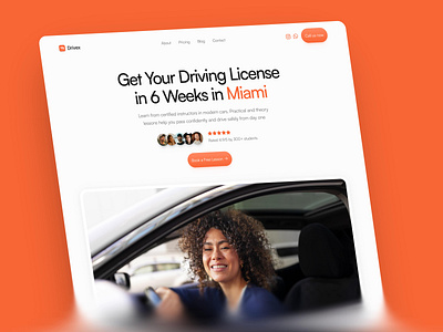Driving School Website driving school first screen hero section landing page ui web design website