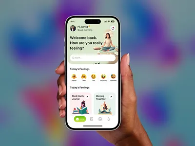 Mindful Mood Tracker Mobile App appconcept calmapp dailyjournal meditationapp mentalhealth mindfulapp minimalui mobile app mobileappdesign moodtracker selfcaredesign uiuxdesign wellbeingapp wellnessapp