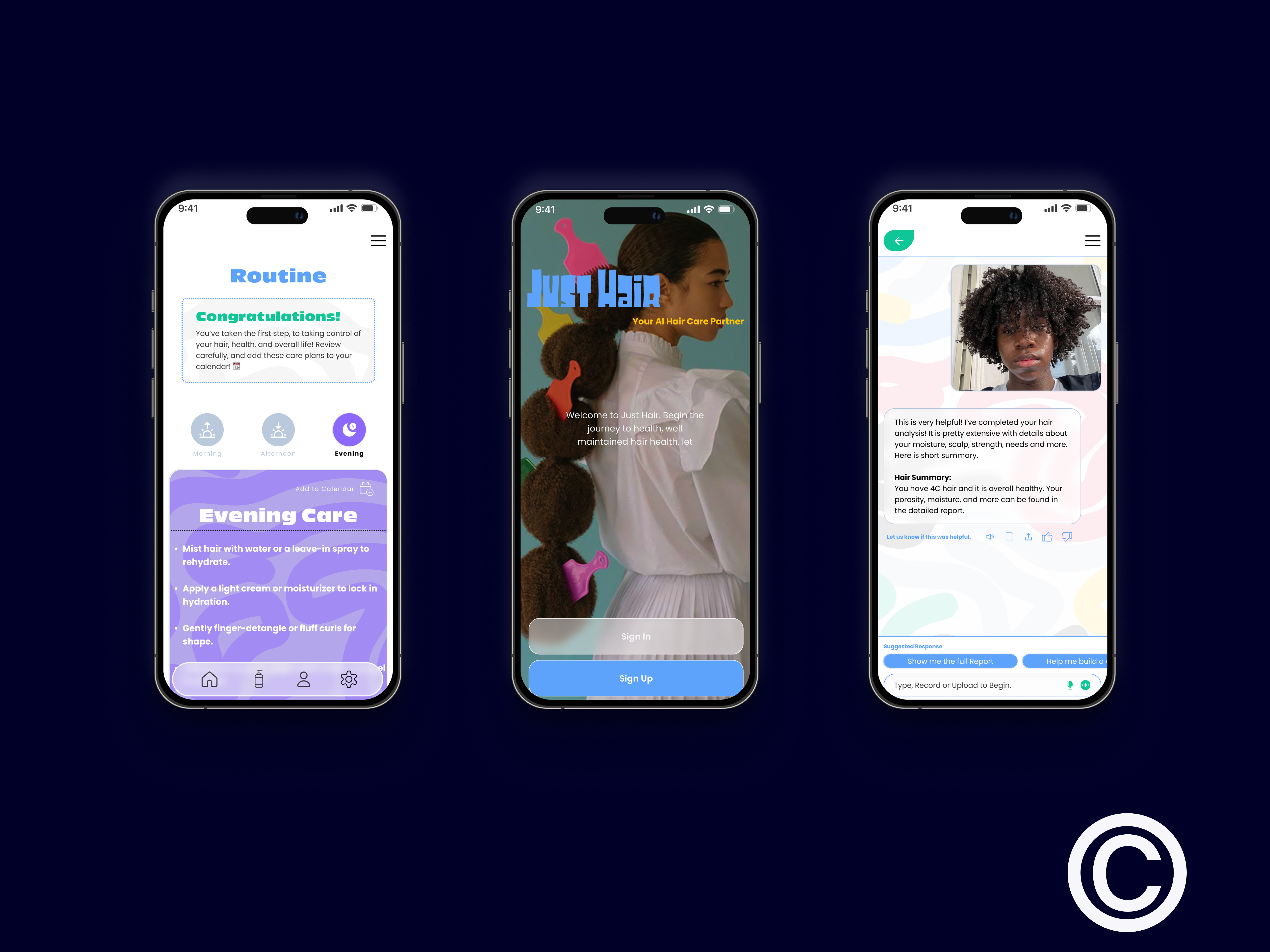 Just Hair, End to End - Mobile AI Hair Analysis Application branding figma hifi designs lofi designs prototyping ui ui design ux research wireframing