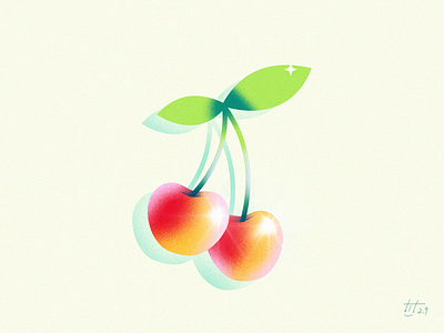 Cherry - 樱桃 🍒 cherry fruit green illustration nature plant vector