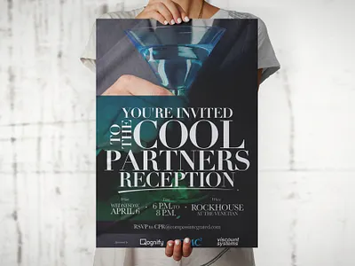 Cool Partner Reception Poster ballroom clean corporate creative design hotel invitation modern print professional reception sponsored wine