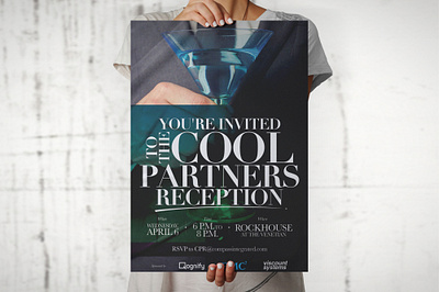 Cool Partner Reception Poster ballroom clean corporate creative design hotel invitation modern print professional reception sponsored wine