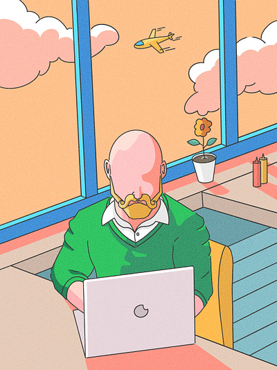 Freelancer freelancer illustration laptop macbook restaurant work