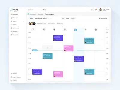 Task Calendar for Property Management App analytics app app design calendar dashboard product design property saas task task management tenant ui ux web