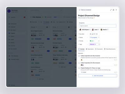 QuickSuite: Kanban Details allinoneplatform businesssoftware clientexperience crmsoftware dashboarddesign designagency designportfolio digitalagencytool freelancedashboard freelancertool kanbandesign leadmanagement productivityapp saasdesign servicebasedbusiness smallbusinesstech taskmanagement uiinspiration uxdesign workflowsolution