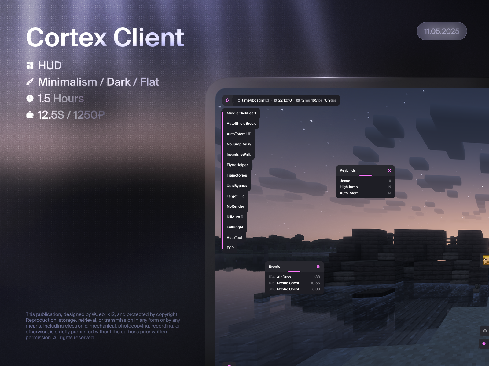 Cortex Client cheat game hack hud minecraft ui uiux uix ux