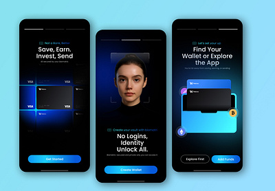 Biometric Wallet App – Secure, Seamless & Modern UI Design appconcept biometriclogin cryptowallet designinspiration mobileappdesign neumorphism ui uidesign uiux uxdesign walletapp