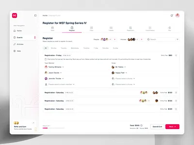 Team & Horse Registration Flow - Event Management UI dashboard design system equitation event product design registration schedule tickets ui user interface ux web app