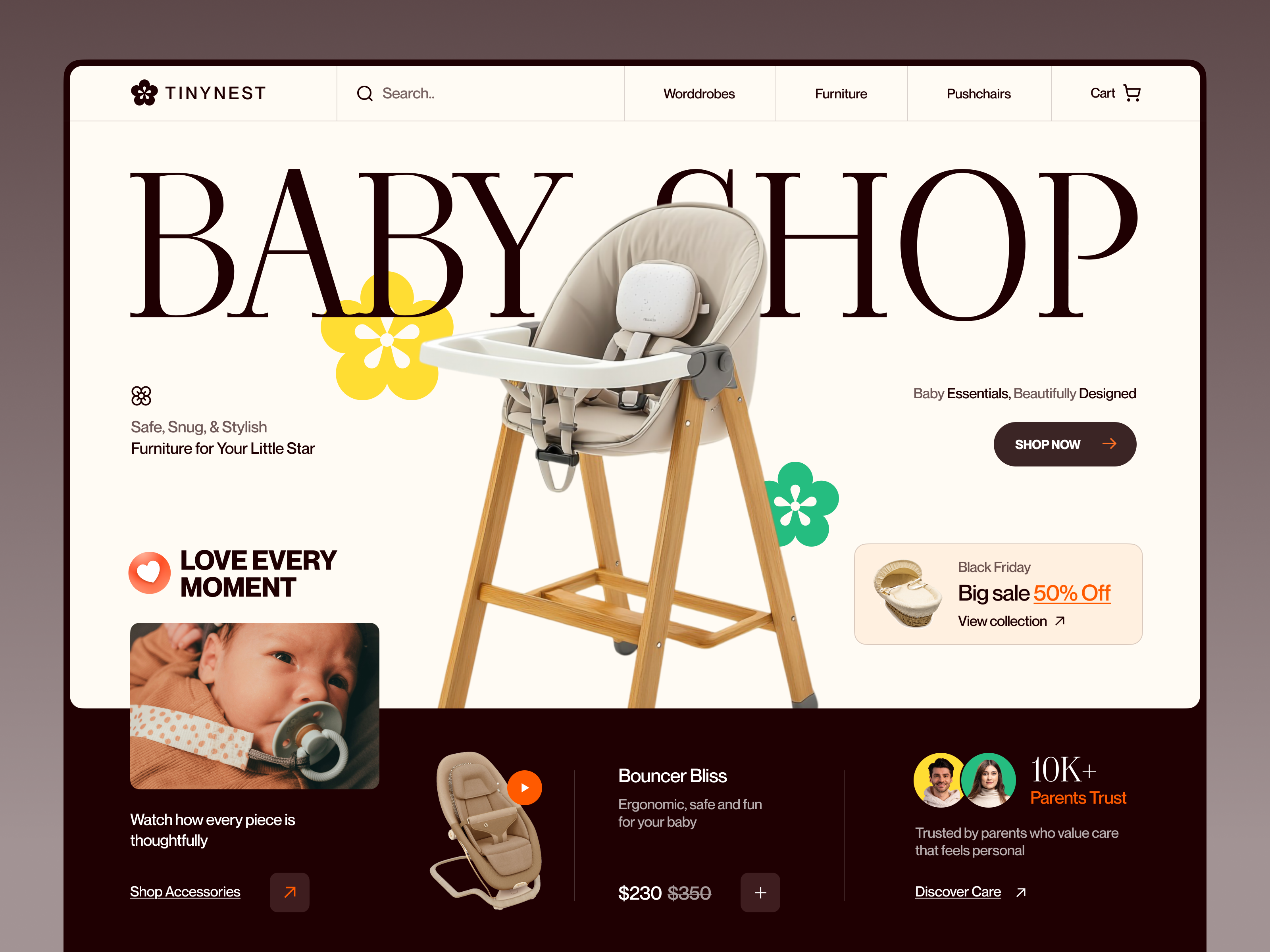 Example of Tinynest - Baby Products eCommerce Web Design