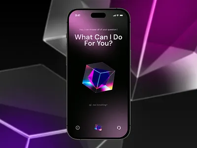 Smart AI Assistant App Design 3d ai app artificial intelligence assistant chat dark design modern neon smart ui voice