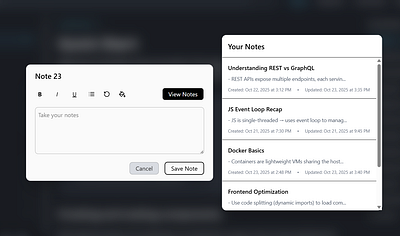 Notes Widget UI Desing - Day 65 of DailyUI clean widget ui dailyui design figma graphic design modern ui modern widget notes widget react ui ui design ui ux ui ux design web design widget ui